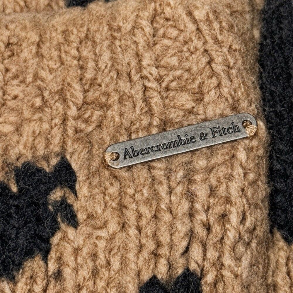 Abercrombie & Fitch Cardigan Womens XS Tan Black Leopard Wool Blend Open Front - Picture 8 of 8